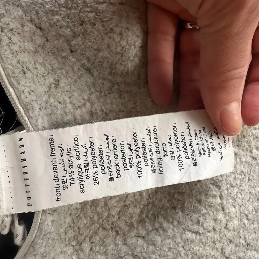 Pottery Barn 24x24” Accent Pillow Cover Sham Chunky Waffle‎ Knit Blue Zipper